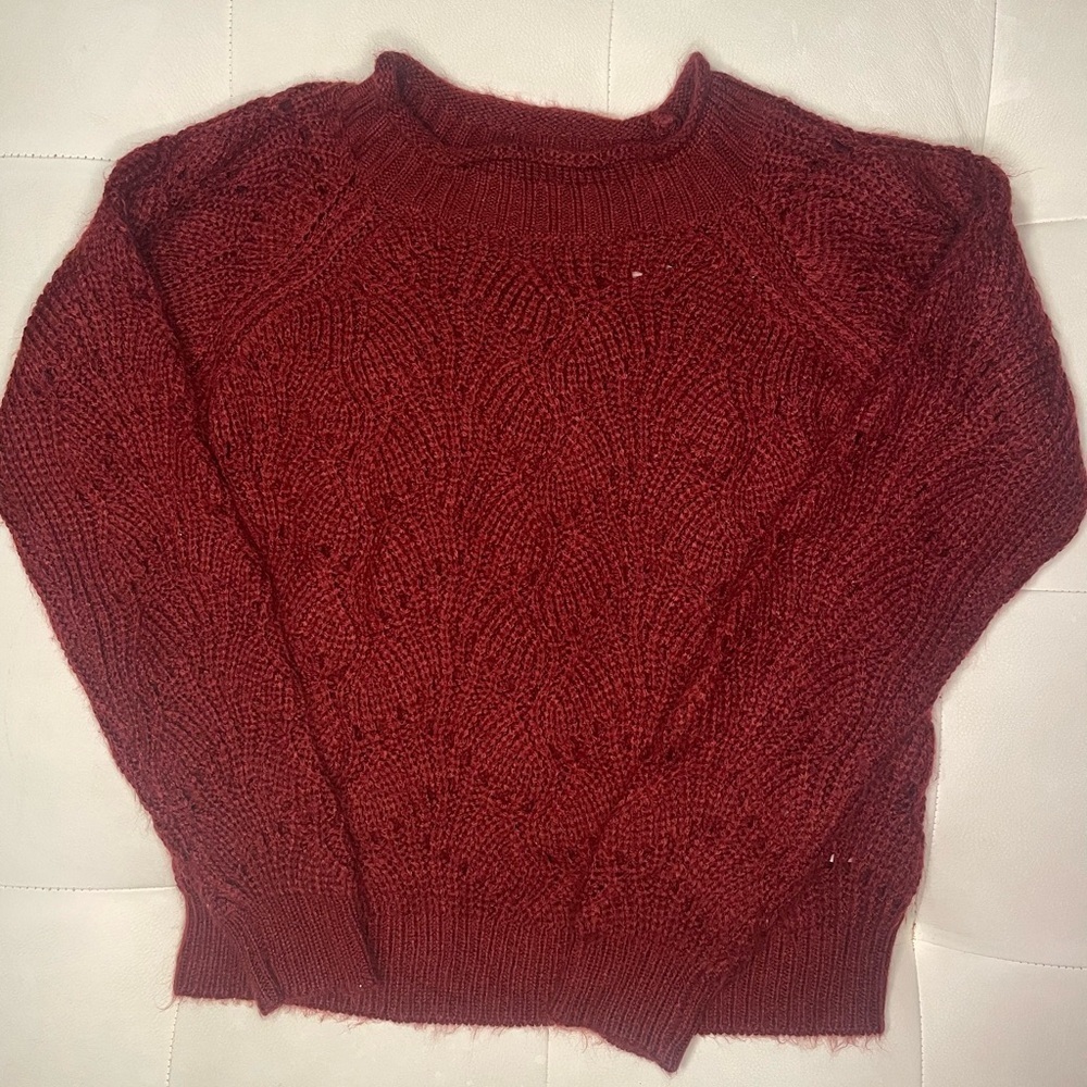 Elodie Girls burgundy Knit Sweater